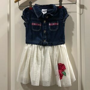Nannette dress 1/2 button down denim swiftie top attach tulle lined skirt 3T